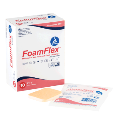 Dynarex® FoamFlex™ Non-Adhesive Waterproof Foam Dressings 